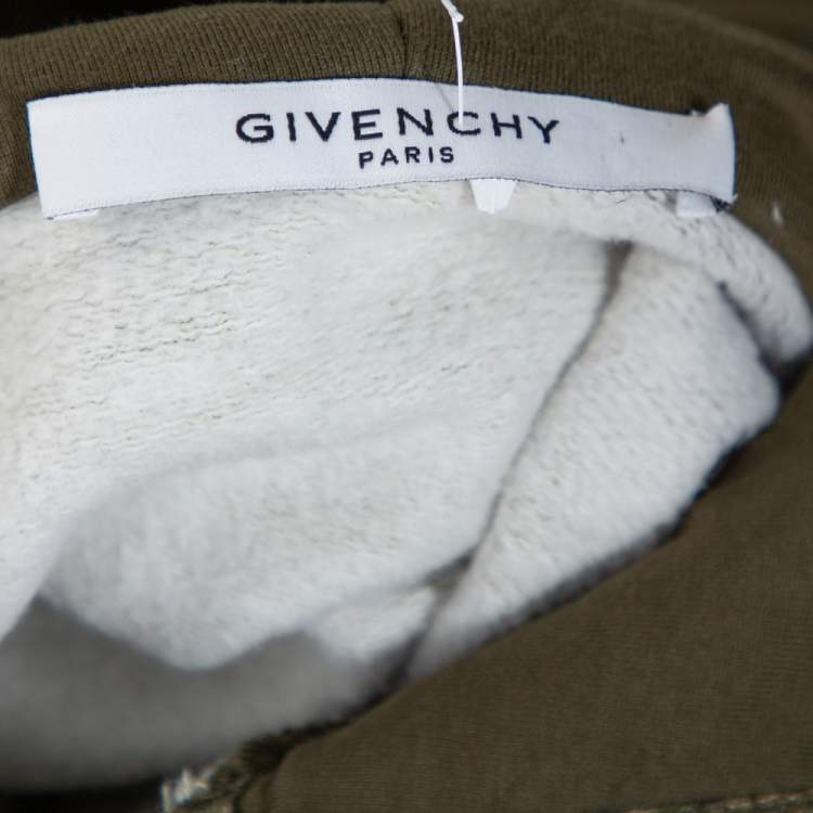Pre Owned Givenchy Olive Green Floral Camouflage Print Oversized Pocket Detail Hoodie S