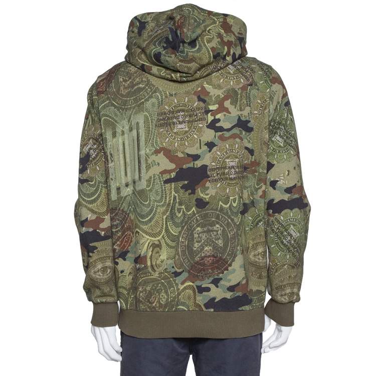 Pre Owned Givenchy Olive Green Floral Camouflage Print Oversized Pocket Detail Hoodie S