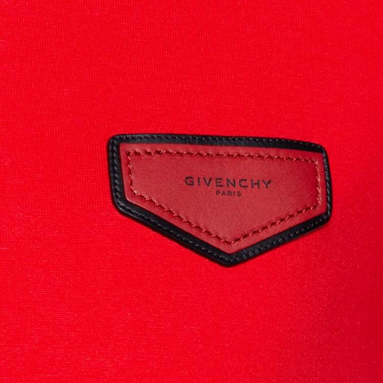 Pre Owned Givenchy Red Cotton Logo Patch Detail T Shirt S