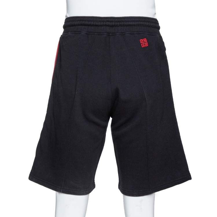 Pre Owned Givenchy Black Cotton Contrast Stripe Drawstring Waist Shorts XS