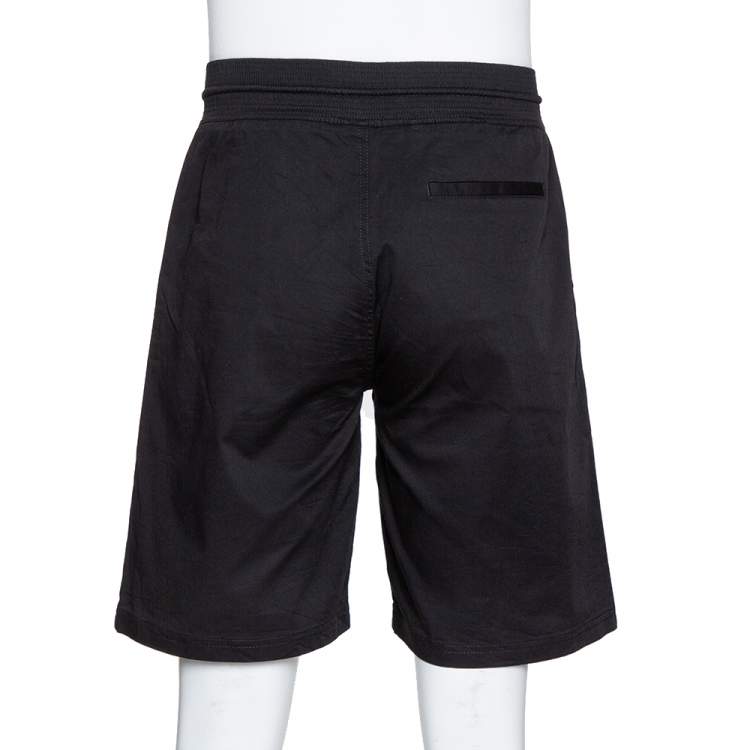 Pre Owned Givenchy Black Cotton Logo Embroidered Drawstring Waist Shorts M