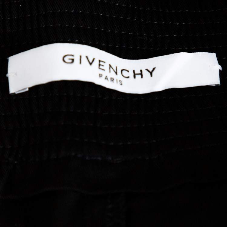 Pre Owned Givenchy Black Cotton Logo Embroidered Drawstring Waist Shorts M