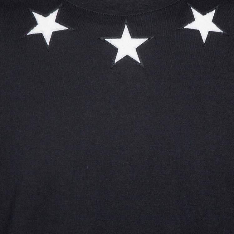 Pre Owned Givenchy Black Cotton Star Patch Crew Neck T-Shirt XL