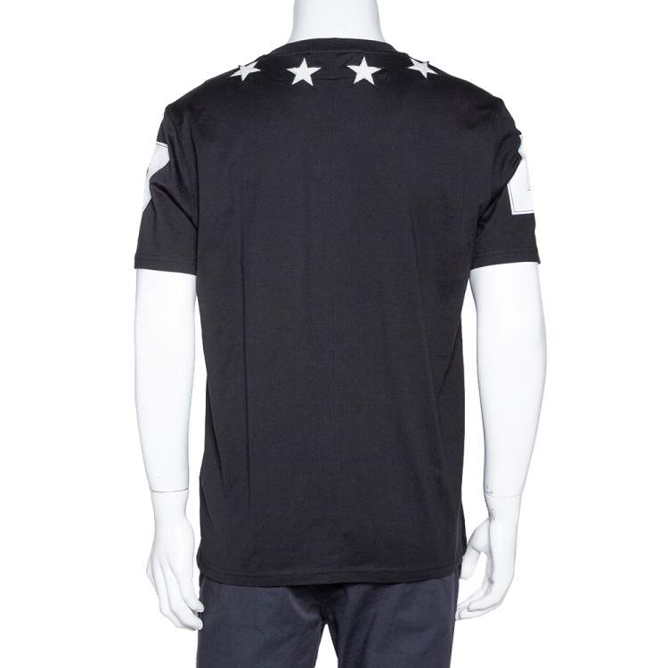 Pre Owned Givenchy Black Cotton Star Patch Crew Neck T-Shirt XL