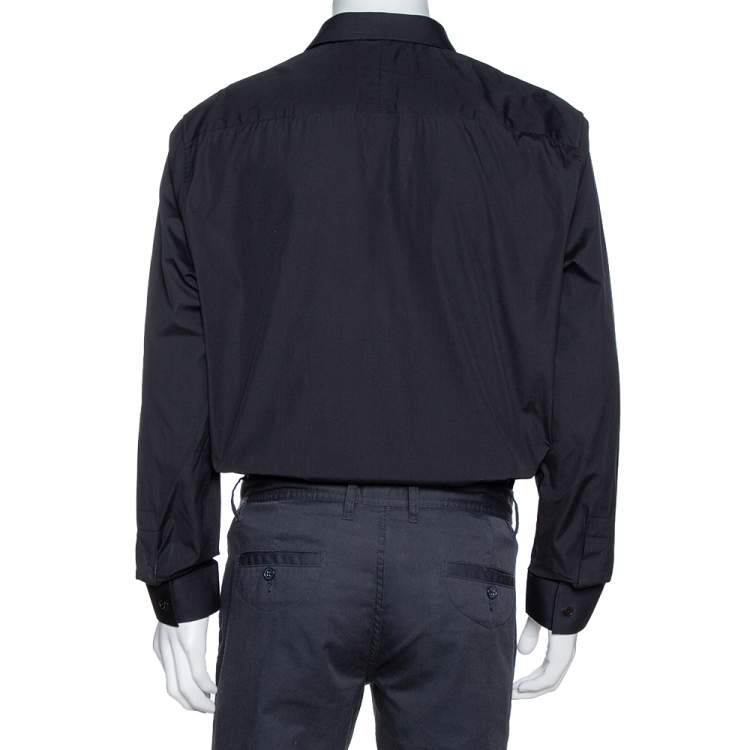 Pre Owned Givenchy Black Cotton '17' Plaque Detail Long Sleeve Shirt XL
