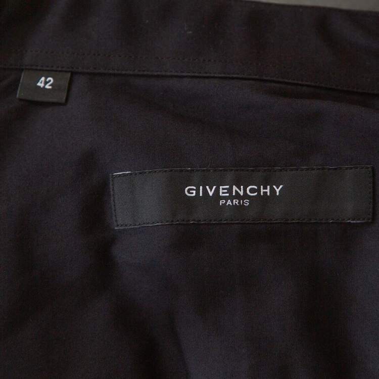 Pre Owned Givenchy Black Cotton '17' Plaque Detail Long Sleeve Shirt XL