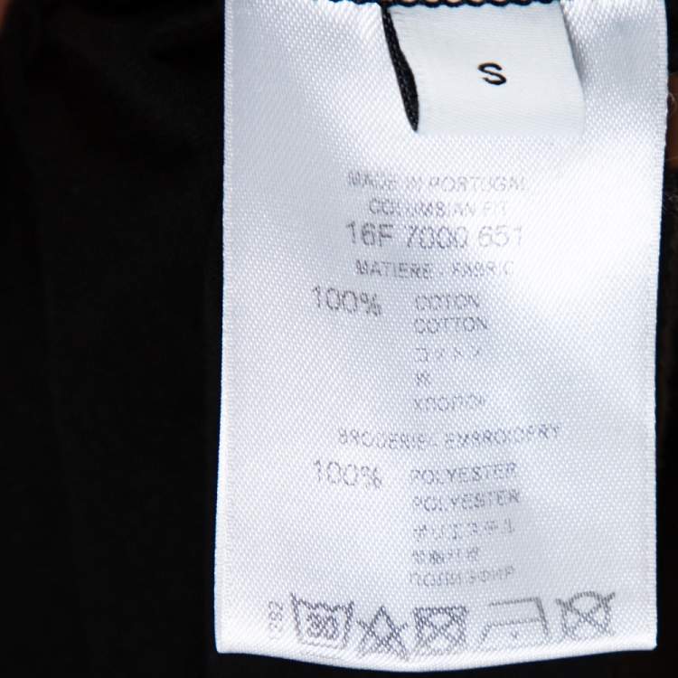 Pre Owned Givenchy Black & Blue Cotton Star Embroidered Crew Neck T Shirt S