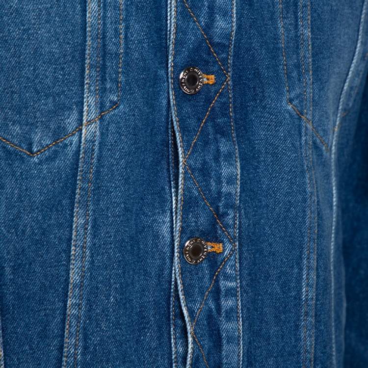 Pre Owned Givenchy Blue Logo Print Denim Button Front Jacket XL