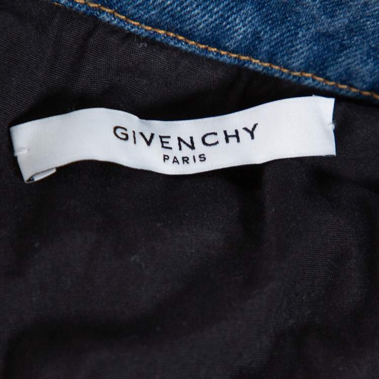 Pre Owned Givenchy Blue Logo Print Denim Button Front Jacket XL