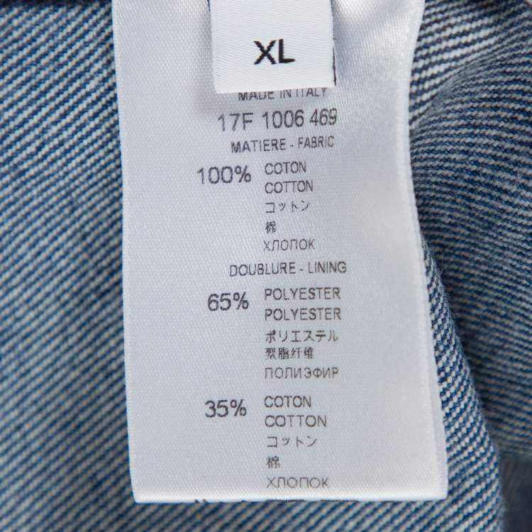 Pre Owned Givenchy Blue Logo Print Denim Button Front Jacket XL
