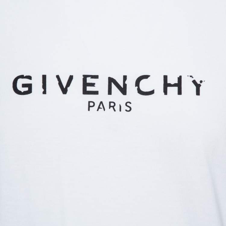 Pre Owned Givenchy White Cotton Jersey Logo Print Slim Fit T-Shirt M
