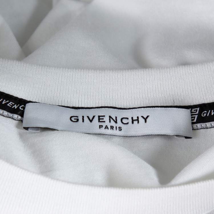 Pre Owned Givenchy White Cotton Jersey Logo Print Slim Fit T-Shirt M