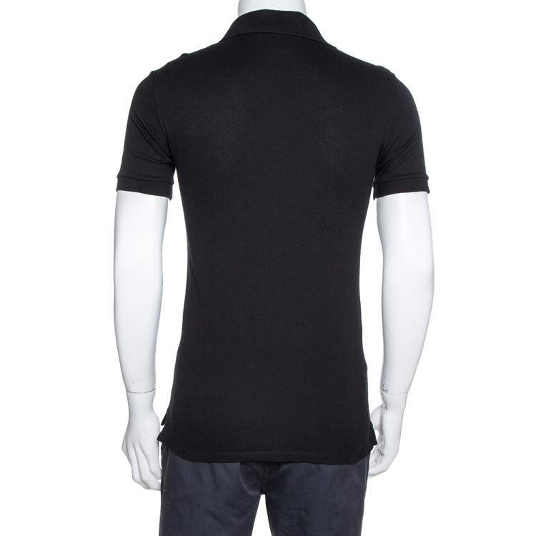 Pre Owned Givenchy Black Cotton Multi Symbols Detail Slim Fit Polo T-Shirt S