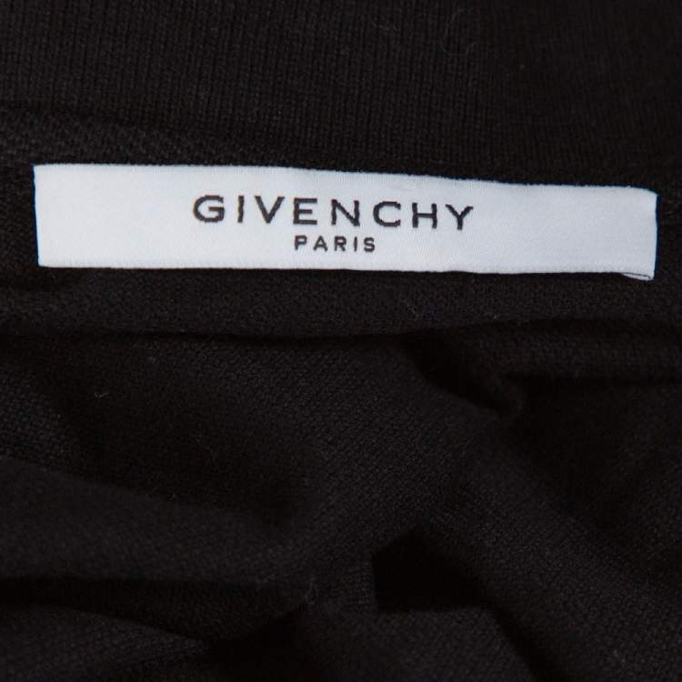 Pre Owned Givenchy Black Cotton Multi Symbols Detail Slim Fit Polo T-Shirt S