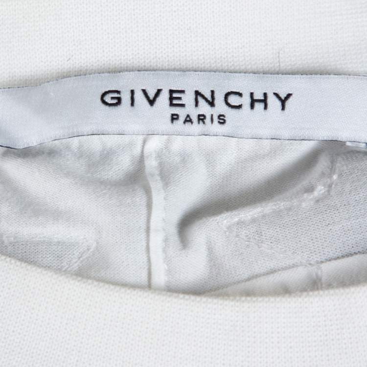 Pre Owned Givenchy White Cotton Star Appliqued '74' Cuban Fit T-Shirt S