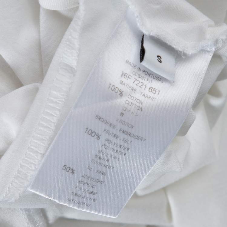 Pre Owned Givenchy White Cotton Star Appliqued '74' Cuban Fit T-Shirt S