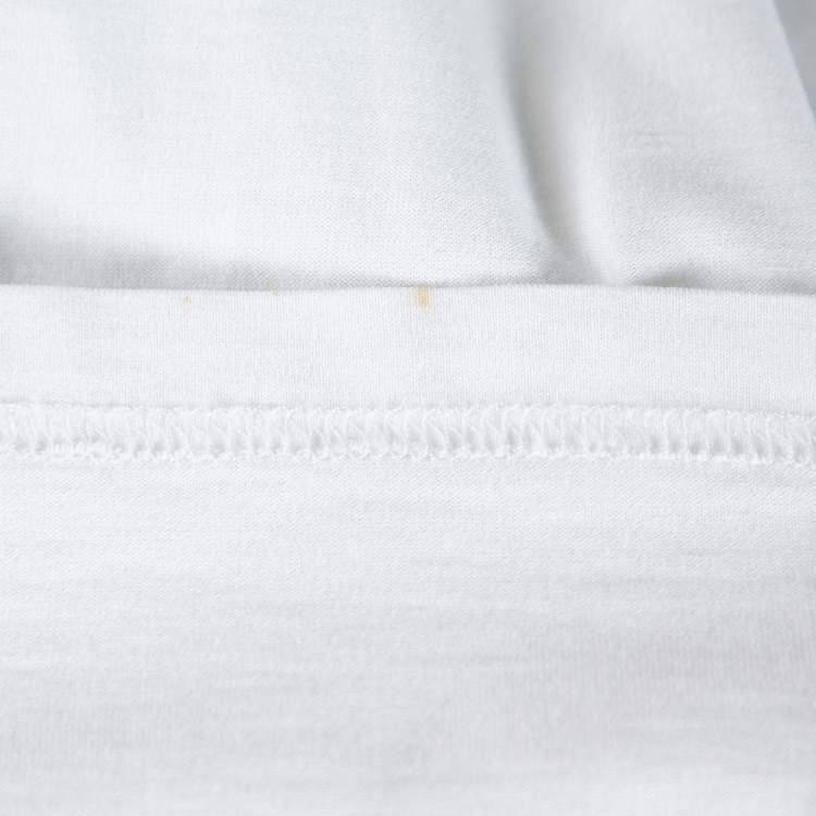 Pre Owned Givenchy White Cotton Star Appliqued '74' Cuban Fit T-Shirt S