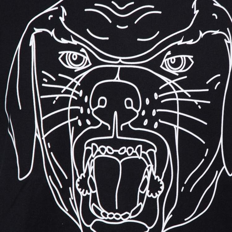 Pre Owned Givenchy Black Rottweiler Stencil Print Cotton Cuban Fit T-Shirt L