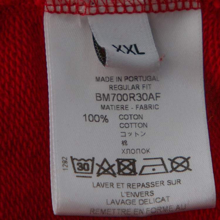 Pre Owned Givenchy Red Distressed Logo Print Cotton Hoodie XXL