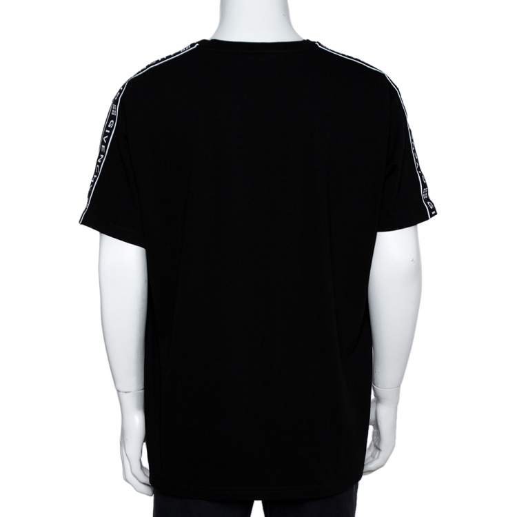 Pre Owned Givenchy Black Cotton Knit 4G Webbing Detail T-Shirt XXL