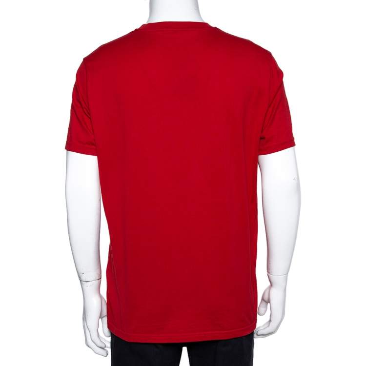 Pre Owned Givenchy Red Cotton Jersey Logo Print Slim Fit T-Shirt XL