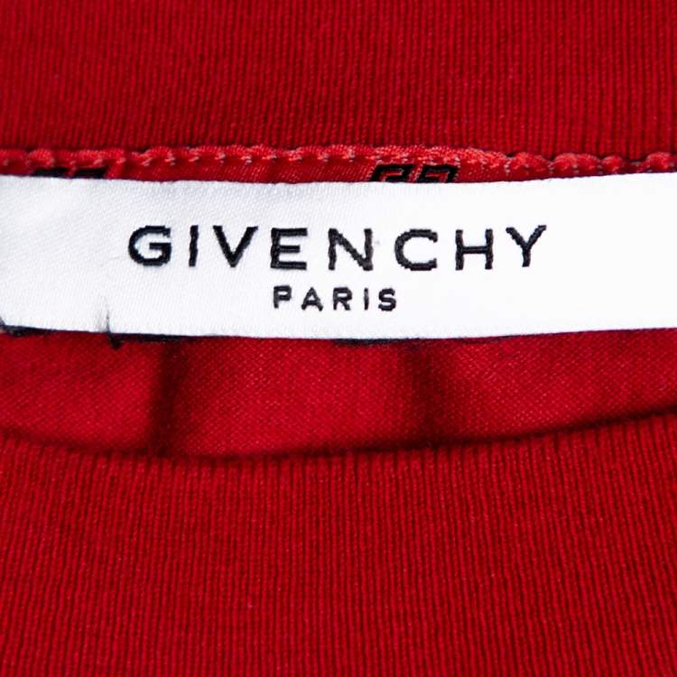 Pre Owned Givenchy Red Cotton Jersey Logo Print Slim Fit T-Shirt XL