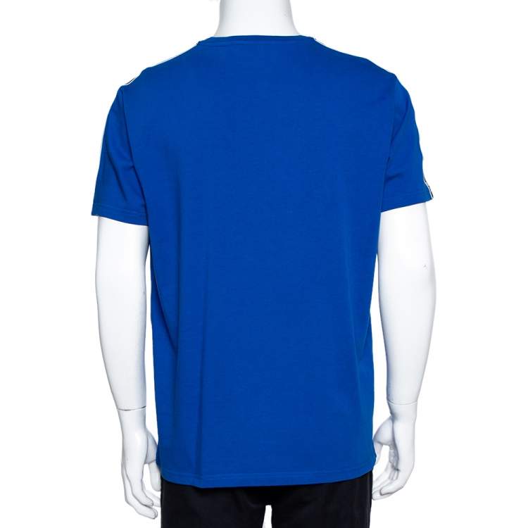 Pre Owned Givenchy Blue Cotton Knit 4G Webbing Detail T-Shirt M
