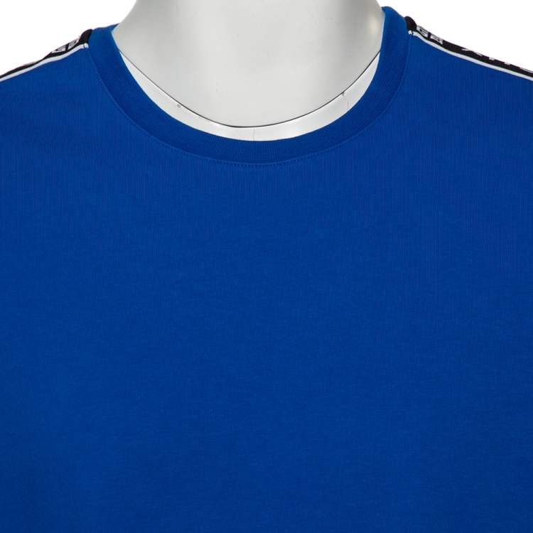 Pre Owned Givenchy Blue Cotton Knit 4G Webbing Detail T-Shirt M
