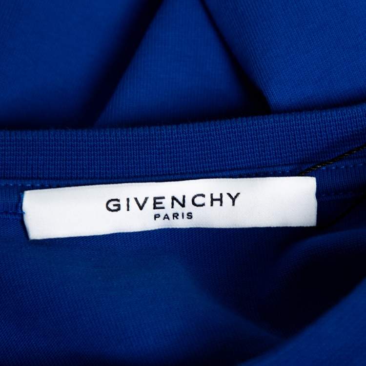 Pre Owned Givenchy Blue Cotton Knit 4G Webbing Detail T-Shirt M