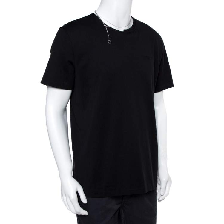 Pre Owned Givenchy Black Cotton Knit Chain Detail T-Shirt XL