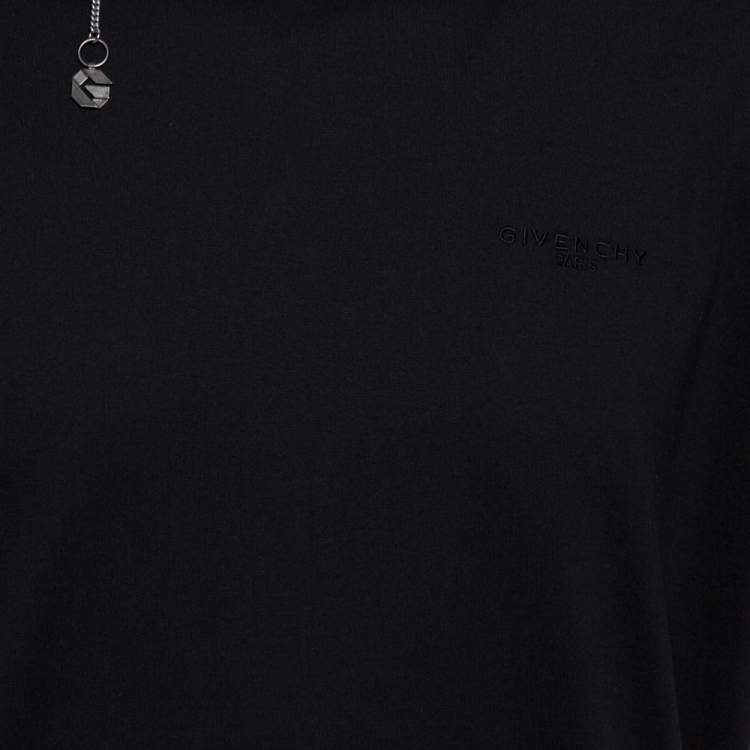 Pre Owned Givenchy Black Cotton Knit Chain Detail T-Shirt XL