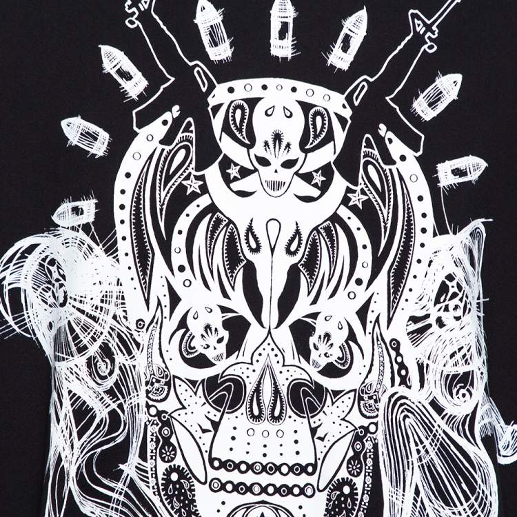 Pre Owned Givenchy Black Elmerinda Print Cotton Crew Neck T-Shirt XXL