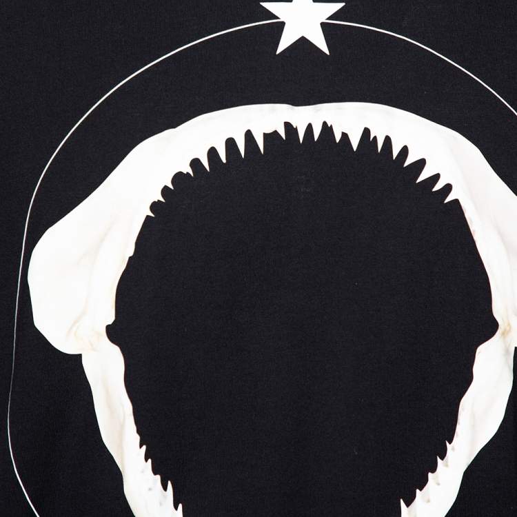 Pre Owned Givenchy Black Shark Jaw Print Cotton Crew Neck T-Shirt XXL