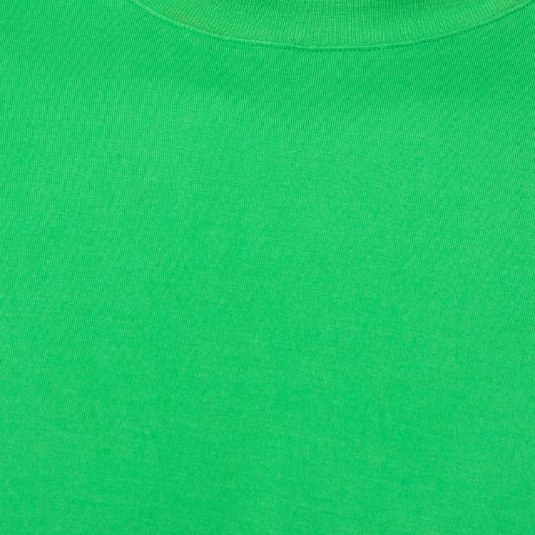 Pre Owned Givenchy Neon Green Knit Contrast Shoulder Strap Detail Crewneck T Shirt L