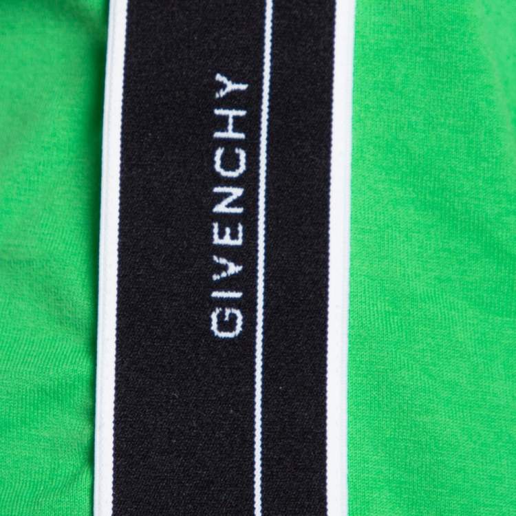 Pre Owned Givenchy Neon Green Knit Contrast Shoulder Strap Detail Crewneck T Shirt L