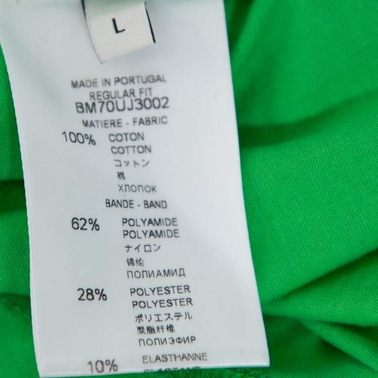 Pre Owned Givenchy Neon Green Knit Contrast Shoulder Strap Detail Crewneck T Shirt L