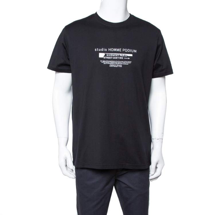 Givenchy Black Studio Homme Podium Printed Cotton Crewneck T Shirt M  Givenchy | TLC