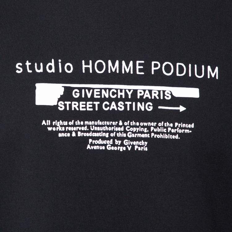 Pre Owned Givenchy Black Studio Homme Podium Printed Cotton Crewneck T Shirt M