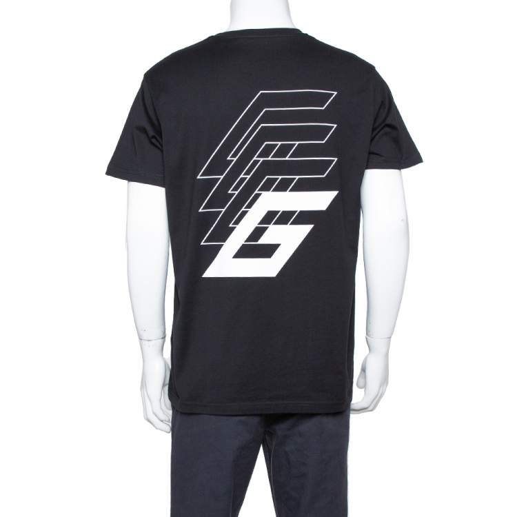 Pre Owned Givenchy Black Studio Homme Podium Printed Cotton Crewneck T Shirt M