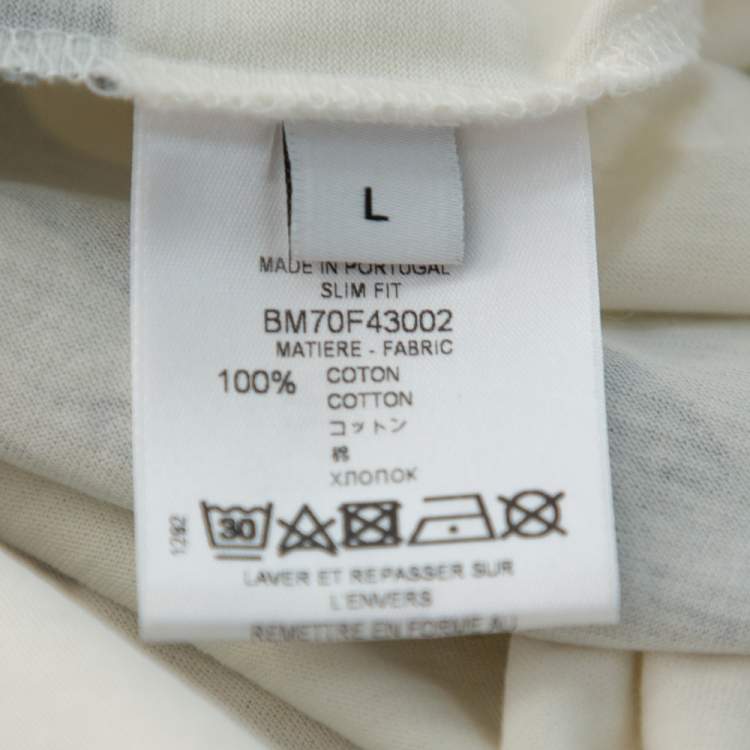 Pre Owned Givenchy Cream Cotton Dragon Logo Printed T Shirt L
