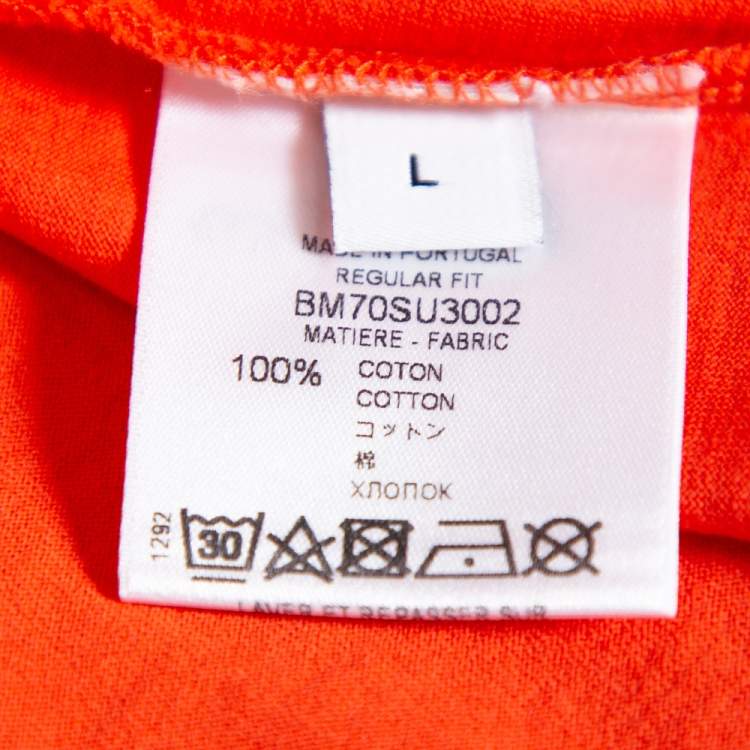 Pre Owned Givenchy Orange Cotton Logo Printed Crewneck T-shirt L