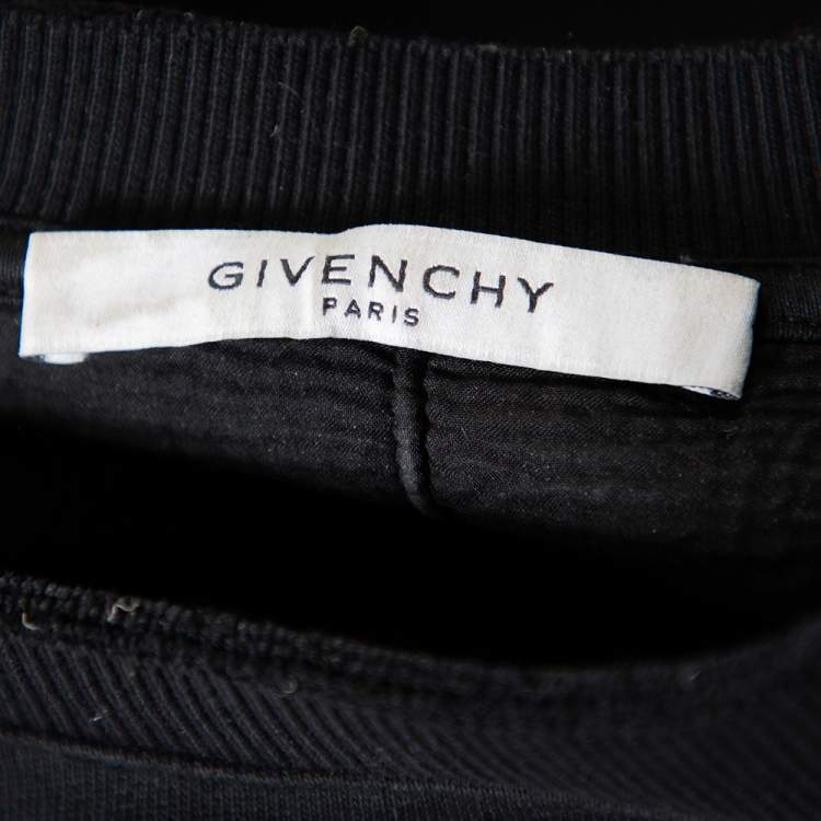 Pre Owned Givenchy Black Knit Logo Printed Distressed Sweatshirt S