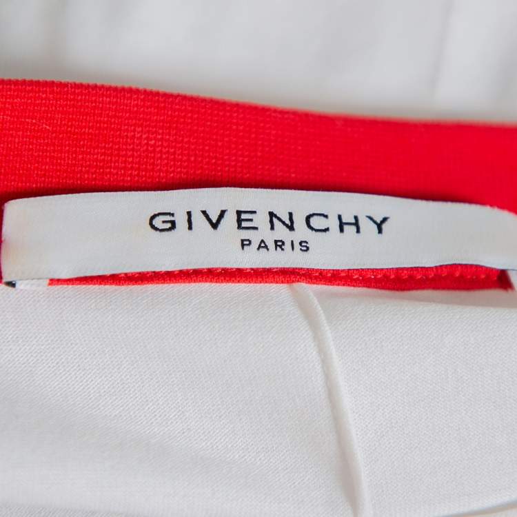 Pre Owned Givenchy Red & White Printed Cotton Baseball T-Shirt XL