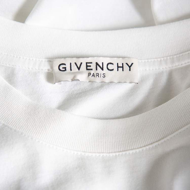 Pre Owned Givenchy White Cotton Logo Print Crewneck T-Shirt XS