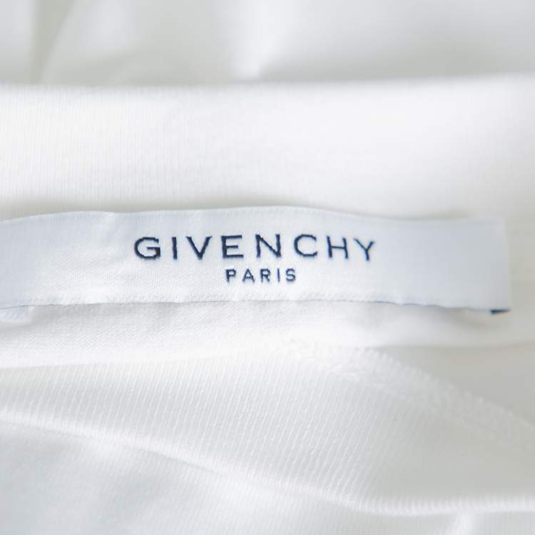Pre Owned Givenchy White Cotton Logo Embroidered Crewneck T-Shirt XXL