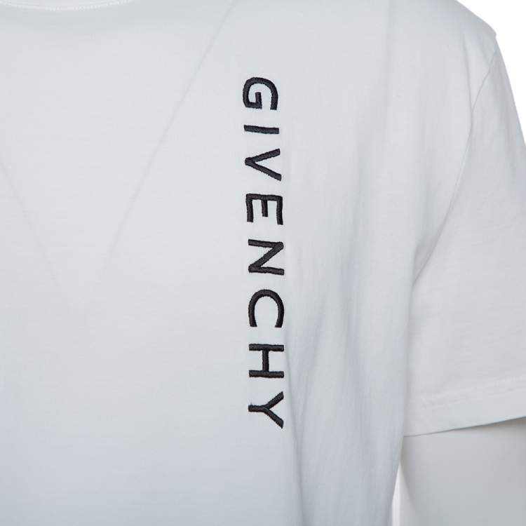 Pre Owned Givenchy White Cotton Logo Embroidered Crewneck T-Shirt XXL