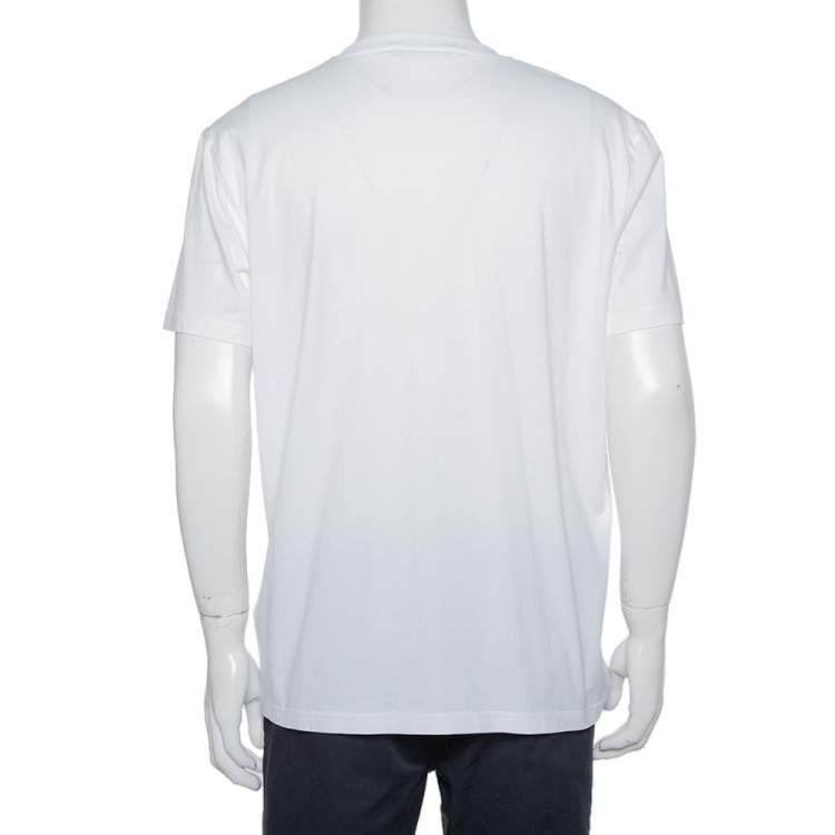 Pre Owned Givenchy White Cotton Logo Embroidered Crewneck T-Shirt XXL