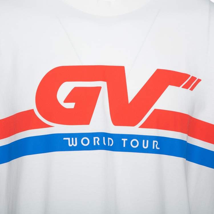 Pre Owned Givenchy White World Tour Printed Cotton Crewneck T-Shirt S