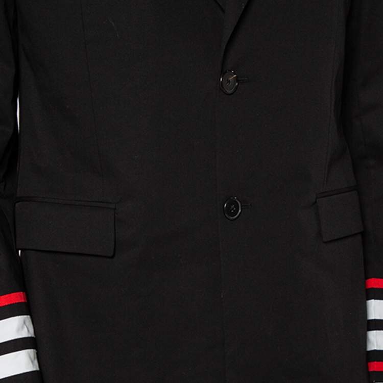 Pre Owned Givenchy Black Cotton Contrast Trim Detail Button Front Jacket XL