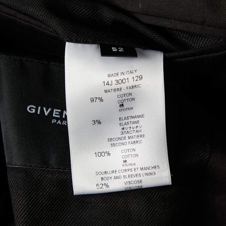 Pre Owned Givenchy Black Cotton Contrast Trim Detail Button Front Jacket XL